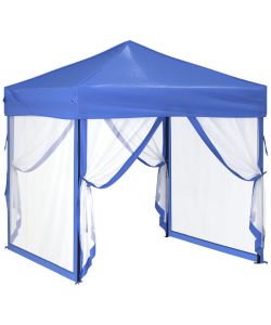 Tenda per Feste Pieghevole con Pareti Laterali Blu 2x2 m