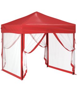 Tenda per Feste Pieghevole con Pareti Laterali Rosso 2x2 m