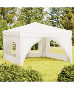 Tenda per Feste Pieghevole con Pareti Laterali Crema 3x3 m