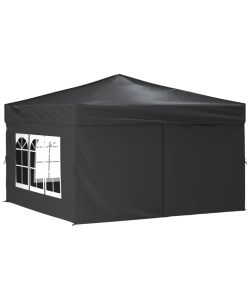 Tenda per Feste Pieghevole con Pareti Laterali Antracite 3x3 m