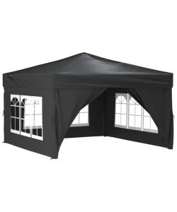 Tenda per Feste Pieghevole con Pareti Laterali Antracite 3x3 m