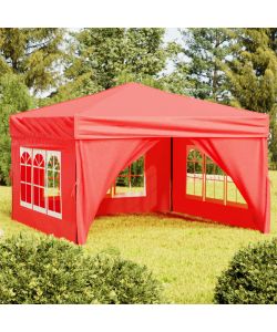 Tenda per Feste Pieghevole con Pareti Laterali Rosso 3x3 m