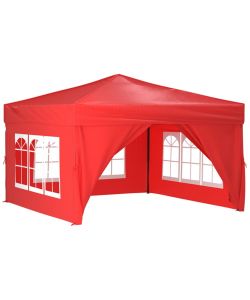 Tenda per Feste Pieghevole con Pareti Laterali Rosso 3x3 m
