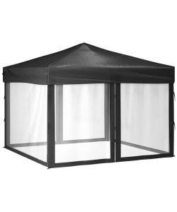 Tenda per Feste Pieghevole con Pareti Laterali Antracite 3x3 m