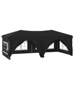 Tenda per Feste Pieghevole con Pareti Laterali Nero 3x6 m