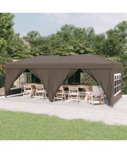 Tenda per Feste Pieghevole con Pareti Laterali Tortora 3x6 m