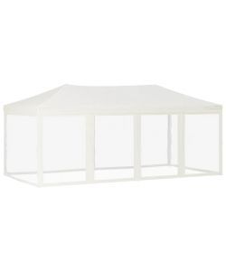 Tenda per Feste Pieghevole con Pareti Laterali Crema 3x6 m