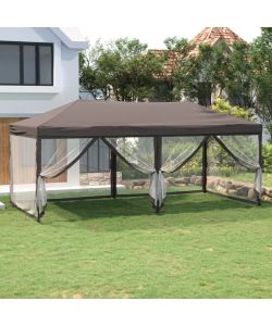 Tenda per Feste Pieghevole con Pareti Laterali Tortora 3x6 m