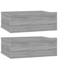 Comodini Pensili Grigio Sonoma 2pz 40x30x15cm Legno Multistrato