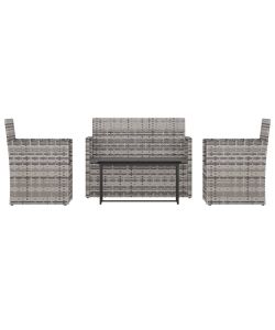 Set Divani da Esterno 4 pz con Cuscini in Polyrattan Grigio 319195