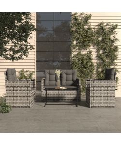 Set Divani da Esterno 4 pz con Cuscini in Polyrattan Grigio 319197