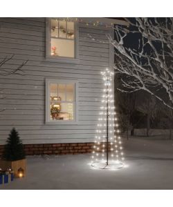 Albero di Natale a Cono Bianco Freddo 108 LED 70x180 cm