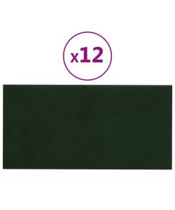 Pannelli Murali 12 Pz Verde Scuro 30x15 Cm Velluto 0, 54 Mq