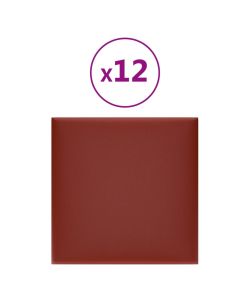 Pannelli Murali 12 pz Rosso Vino 30x30 cm Similpelle 1,08 mq