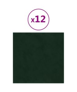 Pannelli Murali 12 pz Verde Scuro 60x15 cm Velluto 1,08 mq 343809