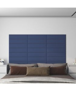 Pannelli Murali 12 pz Blu 60x15 cm Tessuto 1,08 mq