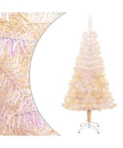 Albero di Natale Artificiale Punte Iridescenti Bianco 120cm PVC