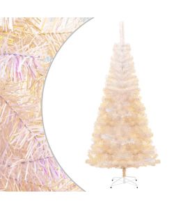 Albero di Natale Artificiale Punte Iridescenti Bianco 180cm PVC