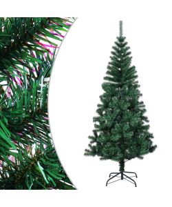 Albero di Natale Artificiale Punte Iridescenti Verde 120 cm PVC