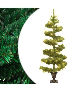 Albero di Natale a Spirale con Vaso e LED Verde 120 cm PVC