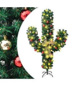 Cactus di Natale con Base e LED Verde 180 cm PVC