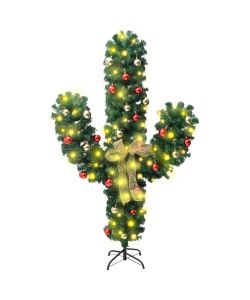 Cactus di Natale con Base e LED Verde 180 cm PVC