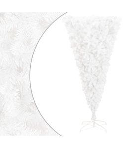 Albero di Natale Artificiale Capovolto con Base Bianco 210 cm