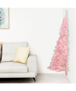 Albero di Natale Artificiale a Met con Supporto Rosa 120cm PVC