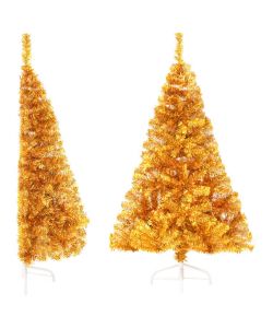 Albero di Natale Artificiale a Met con Supporto Oro 150 cm PVC