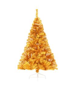 Albero di Natale Artificiale a Met con Supporto Oro 150 cm PVC