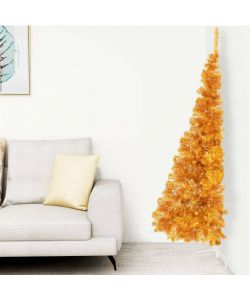 Albero di Natale Artificiale a Met con Supporto Oro 210 cm PVC