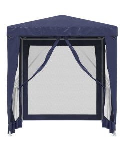 Tenda per Feste con 4 Pareti Laterali in Rete Blu 2x2 m HDPE