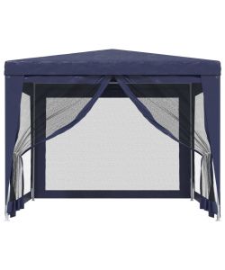 Tenda per Feste con 4 Pareti Laterali in Rete Blu 3x3 m HDPE