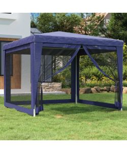 Tenda per Feste con 4 Pareti Laterali in Rete Blu 3x3 m HDPE