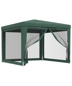 Tenda per Feste con 4 Pareti Laterali in Rete Verde 3x3 m HDPE