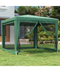 Tenda per Feste con 4 Pareti Laterali in Rete Verde 3x3 m HDPE