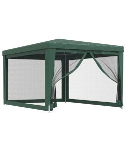 Tenda per Feste con 4 Pareti Laterali in Rete Verde 3x4 m HDPE