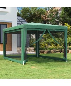 Tenda per Feste con 4 Pareti Laterali in Rete Verde 3x4 m HDPE