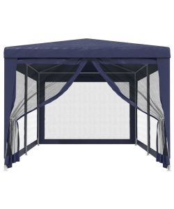 Tenda per Feste con 6 Pareti Laterali in Rete Blu 3x6 m HDPE