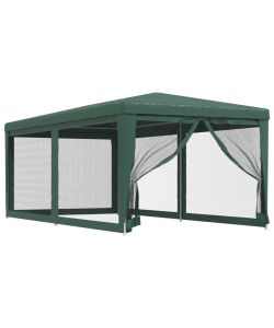 Tenda per Feste con 6 Pareti Laterali in Rete Verde 3x6 m HDPE