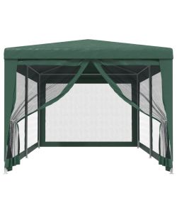 Tenda per Feste con 6 Pareti Laterali in Rete Verde 3x6 m HDPE