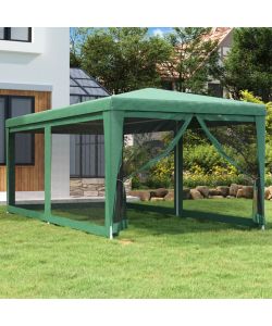 Tenda per Feste con 6 Pareti Laterali in Rete Verde 3x6 m HDPE