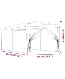 Tenda per Feste con 6 Pareti Laterali in Rete Rosso 3x6 m HDPE