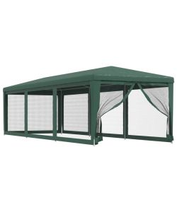 Tenda per Feste con 8 Pareti Laterali in Rete Verde 3x9 m HDPE