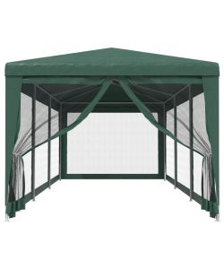 Tenda per Feste con 8 Pareti Laterali in Rete Verde 3x9 m HDPE