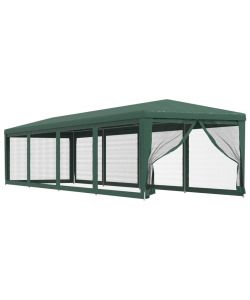 Tenda per Feste con 10 Pareti Laterali in Rete Verde 3x12m HDPE