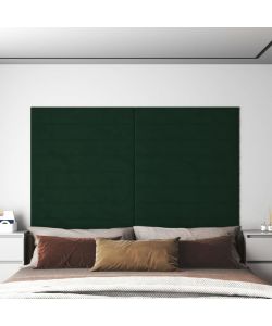 Pannelli Murali 12 pz Verde Scuro 90x15 cm Velluto 1,62 mq