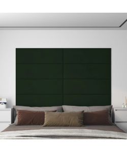 Pannelli Murali 12 pz Verde Scuro 90x30 cm Velluto 3,24 mq