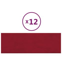Pannelli Murali 12 pz Rosso Vino 90x30 cm Velluto 3,24 mq