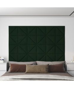 Pannelli Murali 12 pz Verde Scuro 30x30 cm in Velluto 0,54 mq